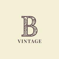 brief b wijnoogst decoratie logo vector ontwerp