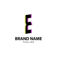 brief e helder glitch voor creatief merk, plezier, speels en vernieuwend vector logo ontwerp