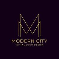 brief m elegant en minimalistische eerste vector logo ontwerp element