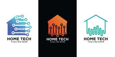 reeks huis tech logo ontwerp met creatief concept premie vector
