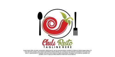 Chili resto logo ontwerp met creatief concept premie vector een deel 2