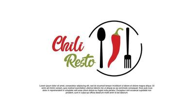 Chili resto logo ontwerp met creatief concept premie vector een deel 1
