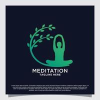 meditatie yoga logo ontwerp concept premie vector