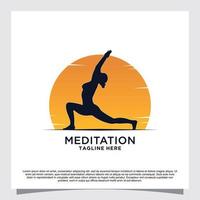 meditatie yoga logo ontwerp concept premie vector