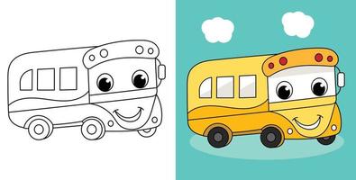 hand getekend schets voertuig schattig school- bus illustratie tekenfilm karakter vector kleur bladzijde voor kinderen