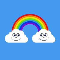 regenboog en wolken geïsoleerd Aan blauw achtergrond vector