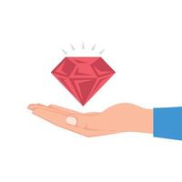 hand- Holding diamant kristal illustratie. vector