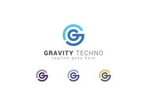 brief g creatief blauw kleur technologisch lijn kunst logo vector