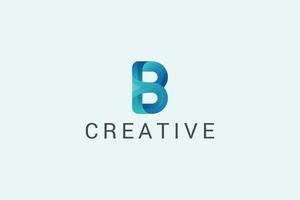 brief b creatief 3d blauw kleur technologisch logo vector