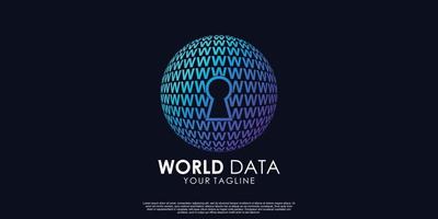 wereld gegevens logo ontwerp premie vector
