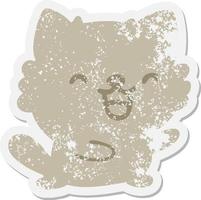 schattige kleine kat grunge sticker vector