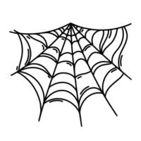 spookachtig spin web vector icoon. oud hangende spinneweb. zwart schets, schetsen geïsoleerd Aan wit. flinterdun tekening. wijnoogst illustratie voor halloween decor, vakantie kaarten, uitnodigingen, t-shirt ontwerp