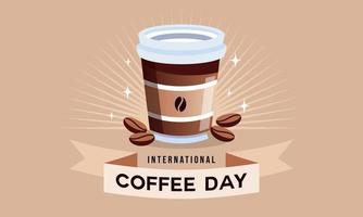 Internationale dag van koffie achtergrond, koffie kop logo vector