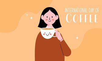 Internationale dag van koffie illustratie hand- getrokken vector