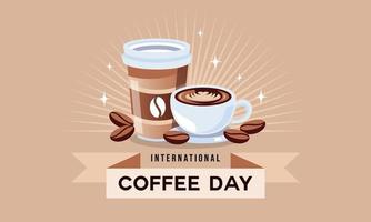 Internationale dag van koffie achtergrond, koffie kop logo vector