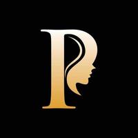 brief p schoonheid vrouw luxe logo vector