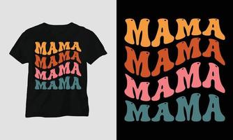 golvend retro groovy t-shirt ontwerp mama mama vector