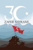 zafer bayrami belettering poster vector