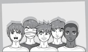 groep manga jongens vector