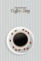 Internationale koffie dag belettering vector