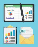 drie spreadsheet documenten pictogrammen vector