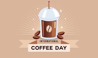 Internationale dag van koffie achtergrond, koffie kop logo vector
