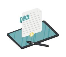 xls document in tablet vector