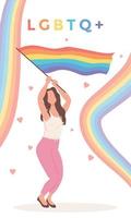 vrouw golvend lgbtq vlag tafereel vector