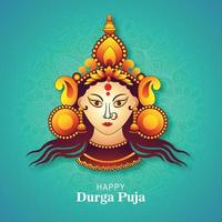 gelukkig navratri artistiek durag gezicht voor durga puja Indisch viering kaart achtergrond vector