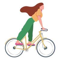 vrouw rijden fiets vector