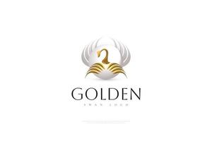 gouden zwaan logo ontwerp. luxe goud zwaan logo illustratie, Super goed voor spa, mode, schoonheid, kunstmatig, salon of sieraden bedrijf merk logo vector