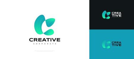 abstract en modern brief c logo ontwerp in groen helling stijl. c eerste logo icoon ontwerp sjabloon vector