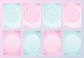 roze en blauw gedessineerde posters met geometrische uitsparingen vector