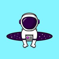 schattig astronaut in ruimte gat tekenfilm vector icoon illustratie. vlak tekenfilm concept