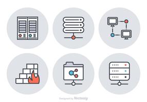 Gratis Server Flat Line Vector Pictogrammen