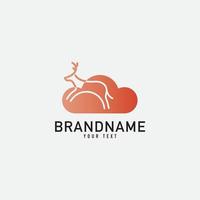 dieren olifant, hert, wolk, en liefde logo. minimalistische vector logo ontwerp sjabloon element