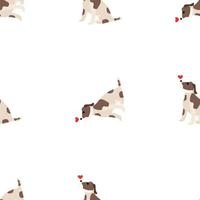 schattige honden jack russell terrier. fanatieke dieren. vector hand getekende naadloze patroon. perfect voor baby, kinderkleding, printontwerp, textiel. witte achtergrond.