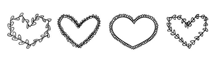 set van eenvoudige hand getrokken hart illustratie. schattige Valentijnsdag hart doodle. vector