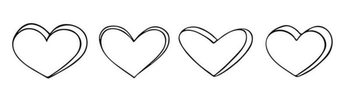 set van eenvoudige hand getrokken hart illustratie. schattige Valentijnsdag hart doodle. vector