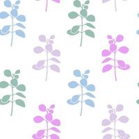 naadloos patroon met blauw, groente, roze en lila takken Aan wit achtergrond vector