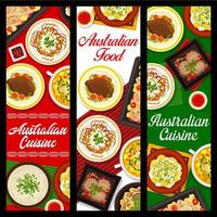 Australisch voedsel borden, bbq vlees en vis, banners vector