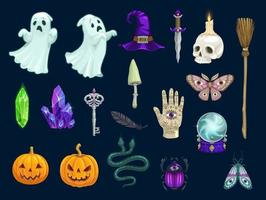 halloween, magie en occult vector voorwerpen