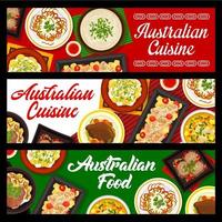 Australisch keuken voedsel spandoeken, bbq vlees en vis vector