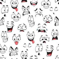 tekenfilm gezicht en emoji tekens naadloos patroon vector