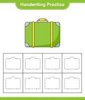 handschrift oefening. traceren lijnen van bagage. leerzaam kinderen spel, afdrukbare werkblad, vector illustratie