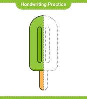 handschrift oefening. traceren lijnen van ijs room. leerzaam kinderen spel, afdrukbare werkblad, vector illustratie