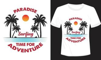 paradijs surfing tijd voor avontuur t-shirt ontwerp vector