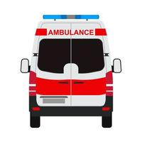 ambulance busje vlak vector terug visie. helpen noodgeval auto rood vervoer redden