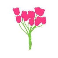 boeket bloem bloemen vector illustratie natuur decoratie ontwerp. bloesem blad bruiloft fabriek boeket bloem geïsoleerd. tuin element bundel tekening flores bloeiend geschenk. viering roze tulp