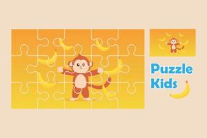 een aap puzzel spel voor kinderen. kinderen puzzel concept. vlak vector illustratie geïsoleerd.